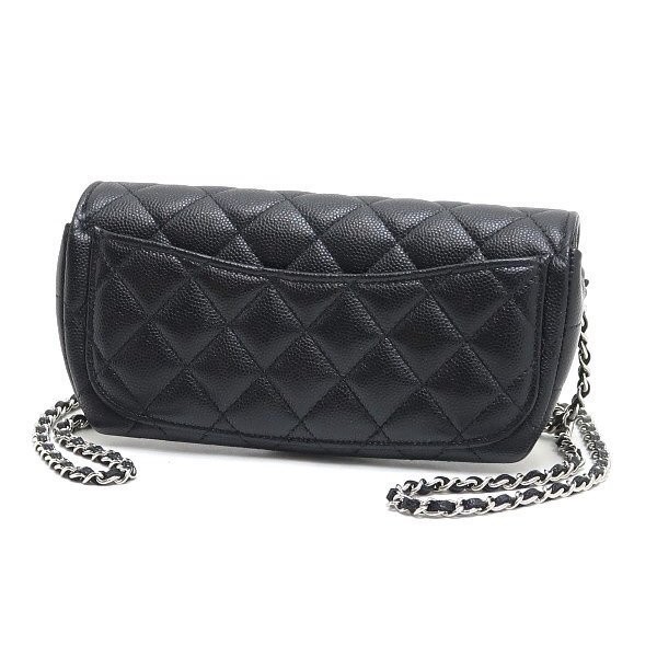CHANEL Matelasse Chain Shoulder Bag Black Silver Eyewear Case AP2044 964398