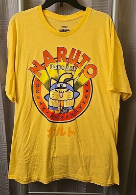 Naruto Uzumaki Cat Parody Anime T-Shirt Men s Size XL Yellow Funny Graphic Tee