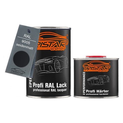 RAL 9005 Tiefschwarz seidenmatt 2K Autolack 1,5 Liter 1500 ml Dose inkl. Härter