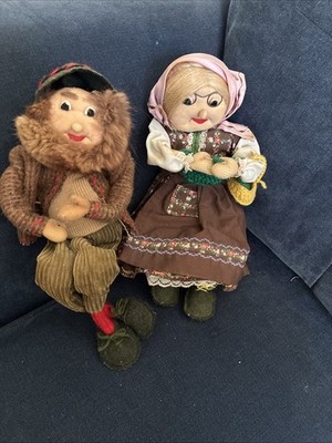 Vintage Volkskunst Handarbeit Opa & Oma sitzend deutsch