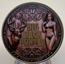 * “Big Rack Hunter- White Tails You Chase To Win” Adult Coin. New Gold Finish.