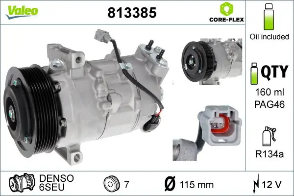 Compressore climatizzazione R 134a PAG 46 813385 VALEO per RENAULT MERCEDES-BENZ