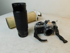 Nikon FE2 35mm Film Camera w Vivitar Telephoto Lens 402275 Japan Leather Case