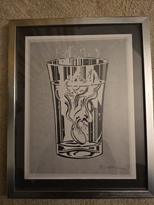 Mid Century Modern Hollywood Sign Landscape Lithograph Vintage 1960s, Signed