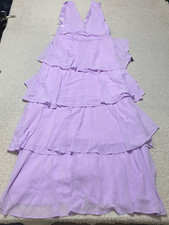 NWT Lulus Womens Large Dress Lavender Purple Tiered Maxi Evening Chiffon New