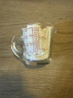 Vintage Pyrex Measuring Cup 508 -  1 Cup 8oz Red Lettering Closed D Handle
