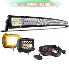 54 Curved Led Light Bar Spot Flood Combo4 Yellow Pods Work Lamp For Truck