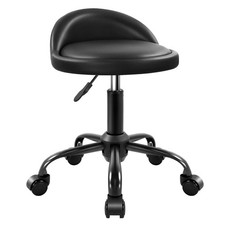 Rolling Stool with BackRest Height Adjustable Round Chair with Wheels Swivel ...