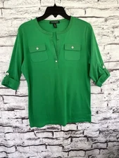womens top medium Ralph Lauren Emerald Green 3/4 Sleeve 
