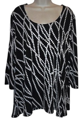 Travel Elements Black & White Stretchy Blouse Top Size 1X