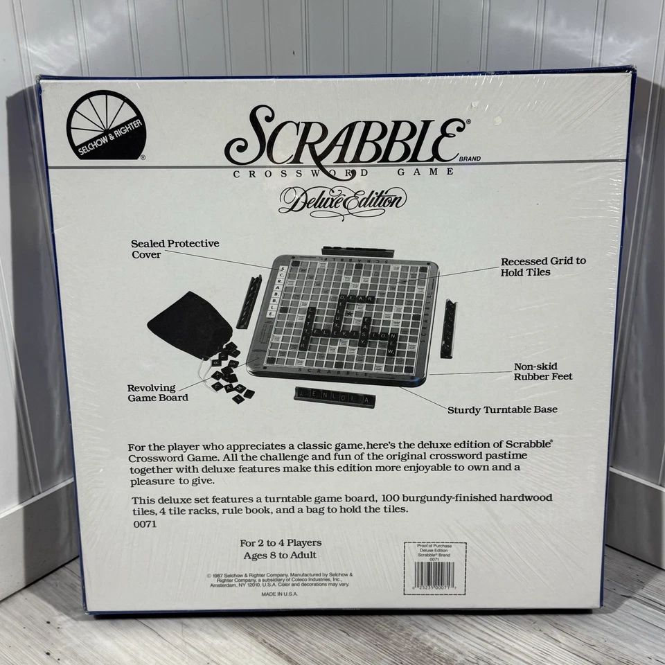 Vintage Scrabble Deluxe Edition w/ Turntable Base 1987 Brand New Factory Sealed - Image 2 of 4