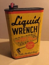 Vintage Liquid Wrench Can-Flathead Motor Graphic-Good Condition-1 Quart Can