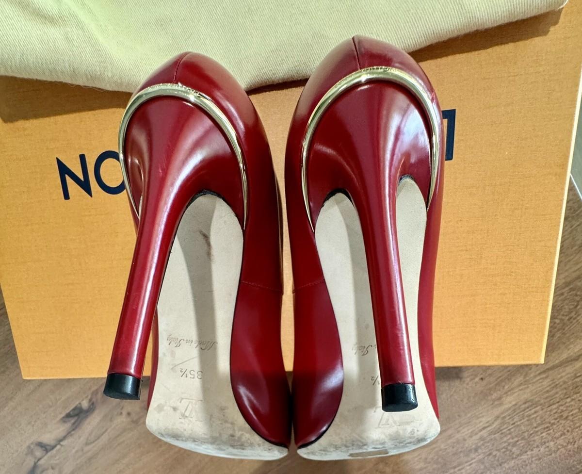 Louis Vuitton Eyeline Red Pump Heels pointed toe leather red