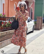 ZARA size XS, L, WOMAN SS23 BELTED COTTON PRINTED LONG DRESS_ PINK | 5216/062