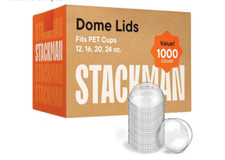 1000Pk Plastic Clear Strawless Snap Disposable PET Dome Lids Fits for 12, 16, 20