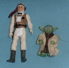 vintage STAR WARS FIGURE LOT #606 Luke Skywalker Hoth + Yoda with torn robe