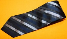 VERSA BLACK/BLUE/LIGHT GREY STRIPED SEVEN FOLD TIE - NWT - TIES - DESIGNER TIES.