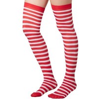 Damen KniestrüMpfe Overknee Streifen StrüMpfe Karneval Fasching KostüM Rot Weiß