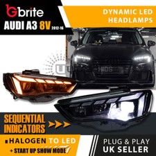 Full LED Headlights for Audi A3 8V Pre-facelift DRL Sequential Indicator 2012-16