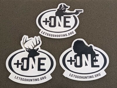 NSSF +One Lets Go Shooting / Hunting Stickers (Lot of 3) SHOT SHOW 2022