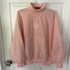 Gitano Vintage 80s 90s Turtleneck Sweatshirt Peach Geometric Women’s L