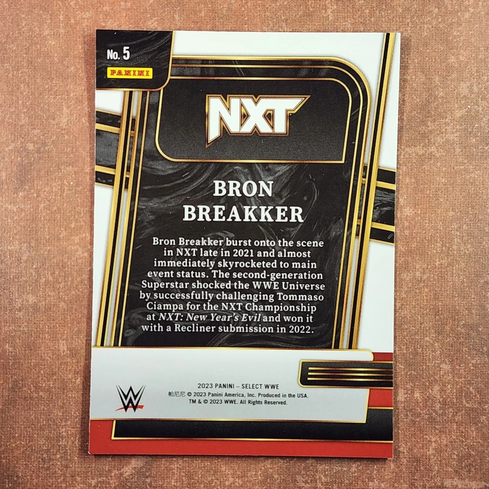 5-01-08 PWE . 2023 panini wwe select #5 bron breakker . and new ! - Image 2 of 2
