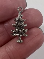 Sterling Silver .925 Christmas Tree Charm 21mm x 18mm Bracelet Necklace NEW