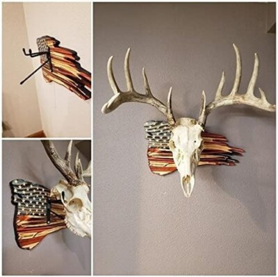 #ad #ad New European Deer Mount Plaque Skull USA Flag Decor Pedestal Wood Skull DisP $29.90