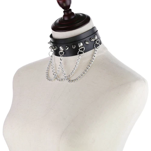 Punk Gothic Spike Rivit Choker Halsband PU Leder BDSM Halskette 16 Farben - Bild 7 von 36