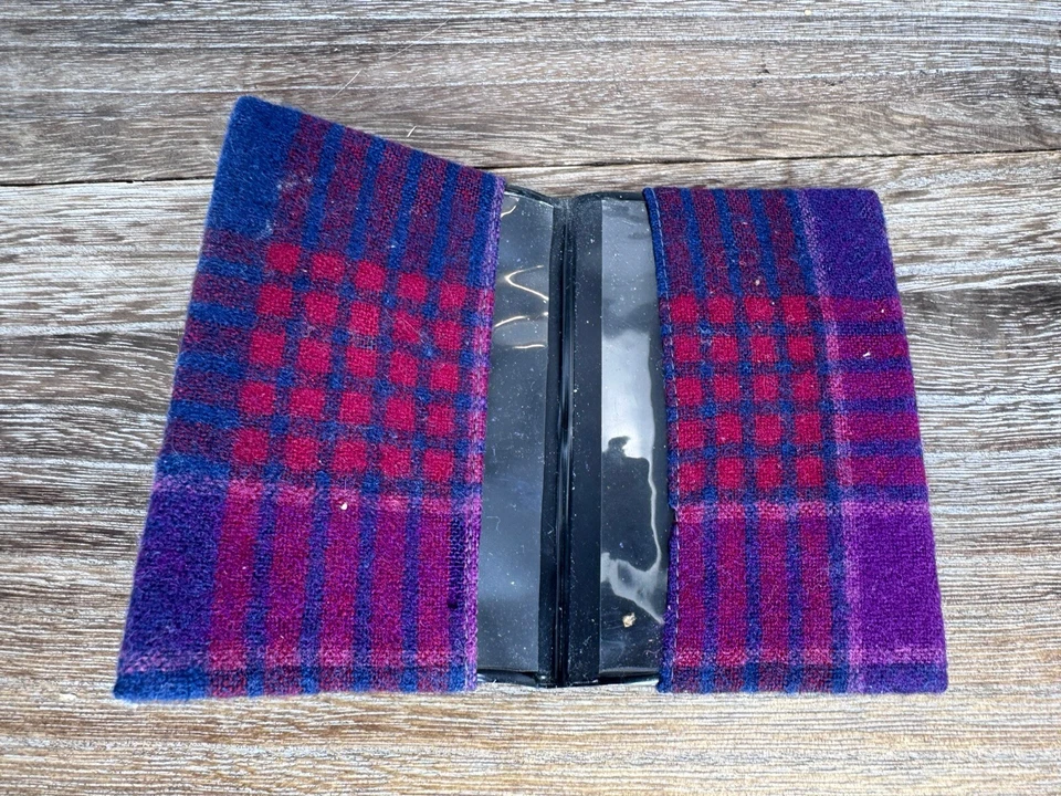Vintage Pendleton Wool Tartan Plaid Wallet Blue 4”x 2.5” Plastic Inner Dividers - Image 4 of 4