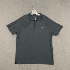 Hurley Polo Shirt Mens Large Gray Polyester Blend Casual Beach Dad