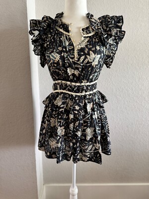 New Ulla Johnson Endah Playsuit Romper Rainforest Pre Fall 2022 Size 0 A