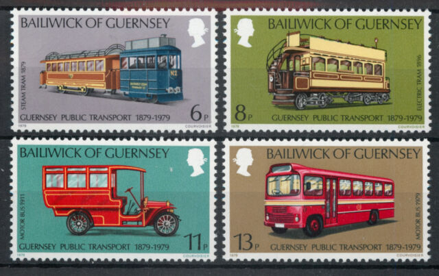 Guernsey 1979 History of Public Transport set trams buses SG 203-206 MNH mint
