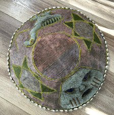 Vtg Large African Nigerian Yoruba Handmade Beaded Basket Planter Cowrie Shells