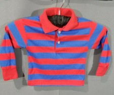 VTG Knitite Red  Blue Stripes Long Sleeve Shirt SIZE 2 Made In USA Polo Style