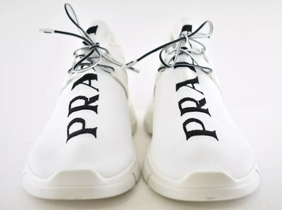 Prada Mens XY Logo Sock White Black Knit Flat Trainer Sneaker UK