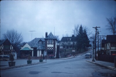 1962 Street in Mariemont Ohio Rainy Cloudy Day Vintage 35mm Slide