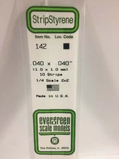 Evergreen Scale Models Styrene Strip .040in Thick 14in Long; pkg(10) x .040i 142