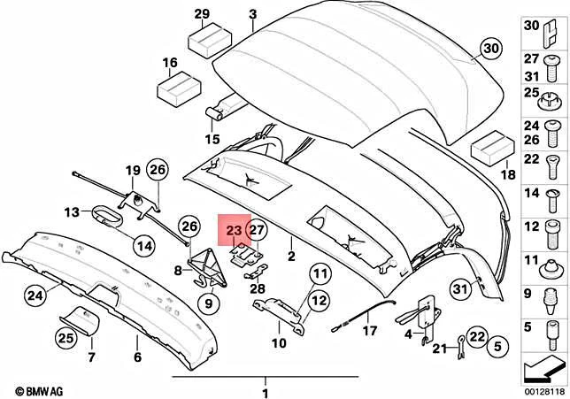BMW OEM 03-08 Z4 Convertible/soft Top-Striker 54317043879 | eBay