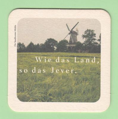 Alter Bierdeckel Jever, Wie das Land, so das Jever