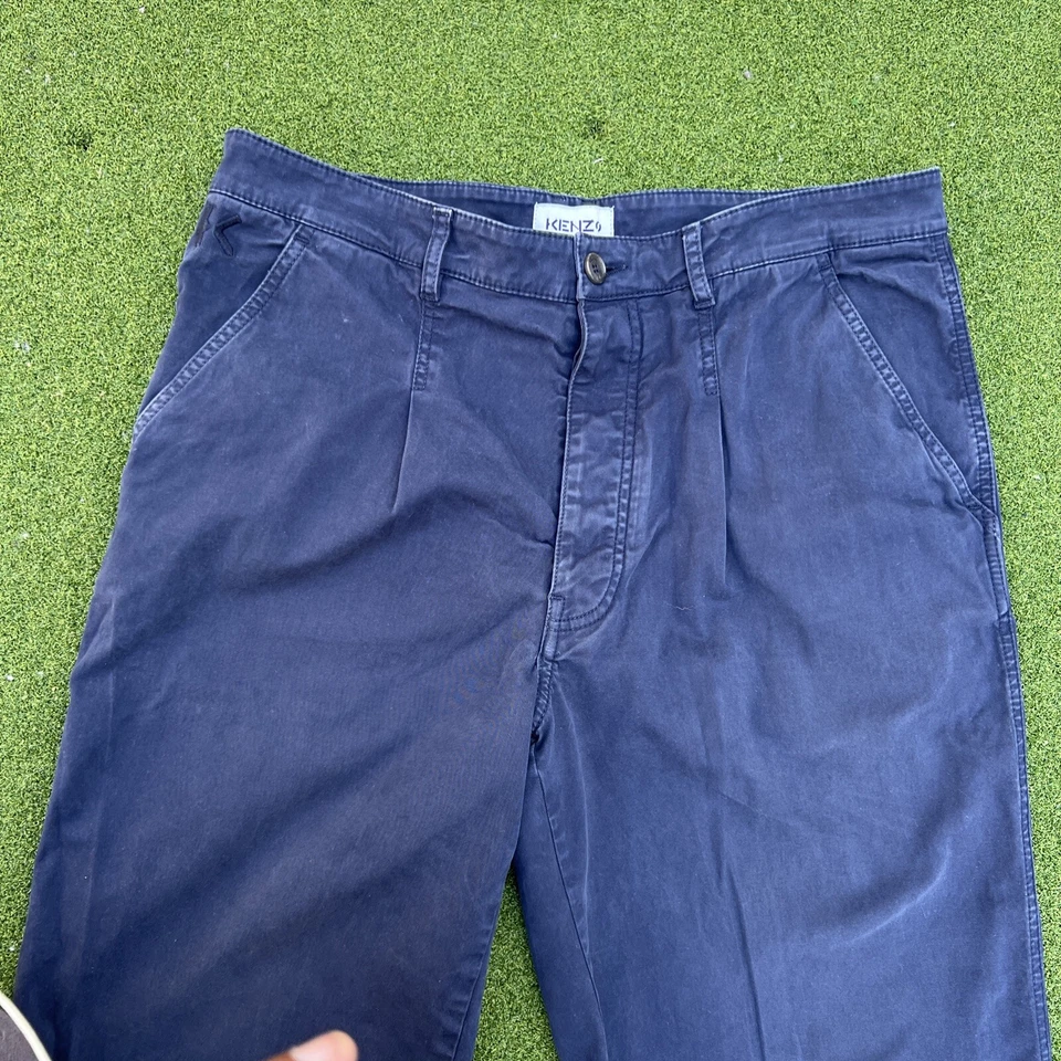 Pantalón KENZO Paris Caqui Azul Marino Botón Mosca Para Hombre Talla 32x29 (34x29) Foto 2 de 4