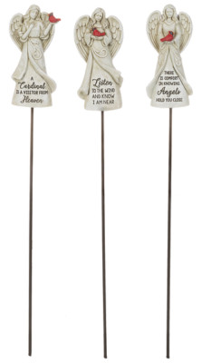 3 Pcs - Cardinal Memorial Garden - Plant Picks Stakes- Polyresin - 2''W.x 13''H