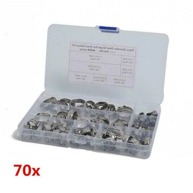 Abrazadera de crimpado de manguera de acero inoxidable para motocicleta sujetador de clip de tubería de aire de combustible Foto 2 de 4