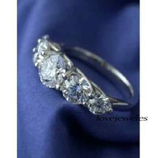 2.50CT Round Cut Diamond Lab-Created 5-Stone Wedding Band Ring 925 Silver