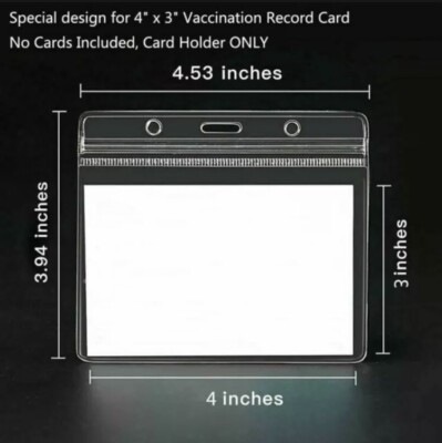 1-10 CLEAR WATERPROOF - 4x 3 Vaccination Card / Badge Holder & Protector  ONLY | eBay