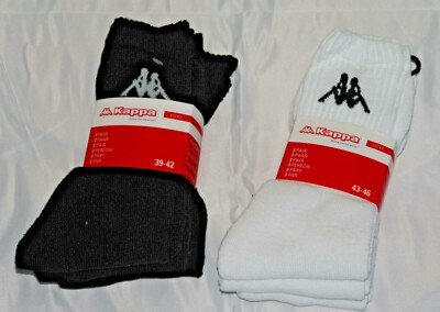 Kappa 6 Paar Sportsocken Tennissocken Arbeitssocken weiß schwarz  39/42  43/46