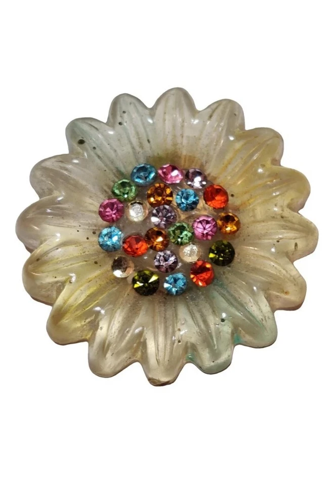 Broche Prendedor Flor Resina Lucite Jacky De G Paris Alta Costura De Colección Años 80 Raro Foto 2 de 4