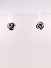 925 STERLING SILVER ROSE FLOWER STUD EARRINGS FLORAL UNMARKED BUT TESTED 1195