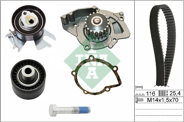 Ina 530 0449 30 Wasserpumpe + Zahnriemensatz For CitroËN Fiat Ford Ford Australi-image