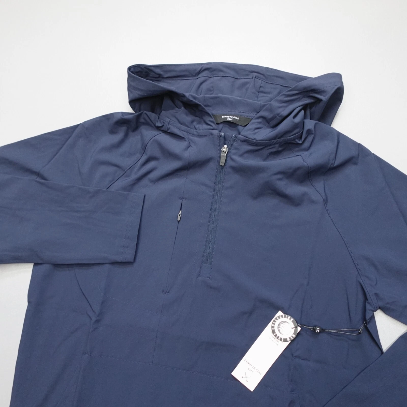 Kenneth Cole Men's Golf Anorak Jacket 1/2 Zip Hooded Water Resistant Lightweight